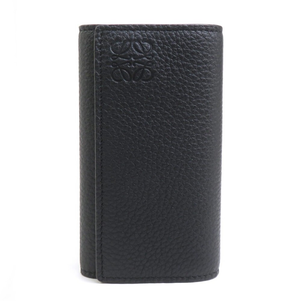 Auth Loewe Key Case Black/Silver #366532L28B